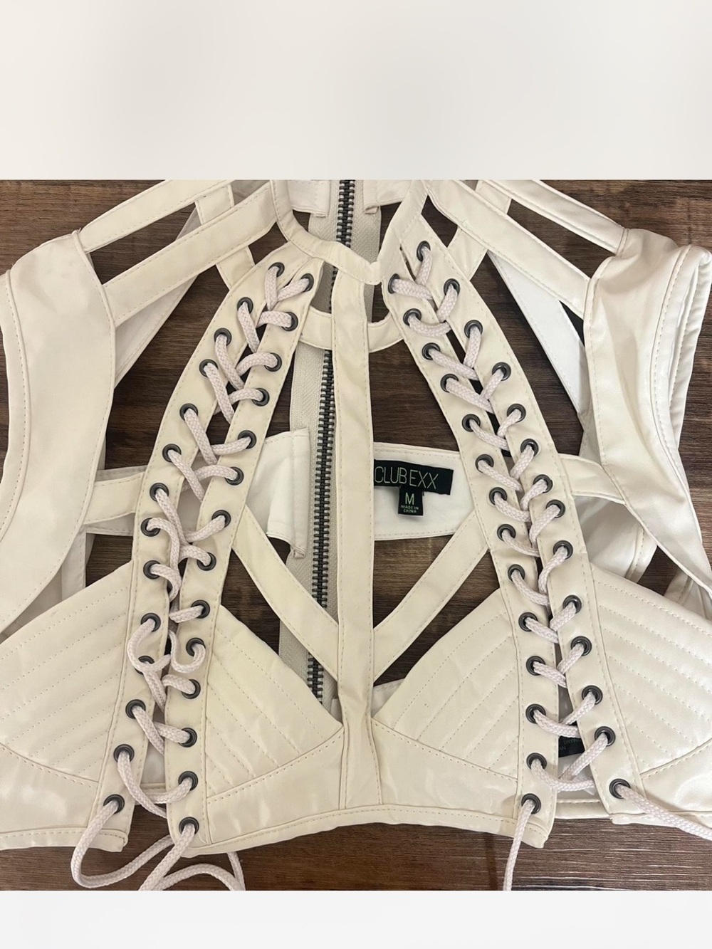 Dolls Kill club Exx white harness top size medium Rave outfit